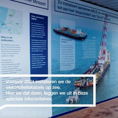 Nieuwsbericht afbeelding betreft Infocontainer op strand Velsen biedt uitleg over aansluiting windparken en uitzicht over aanleg ‘zeekabels’ TenneT